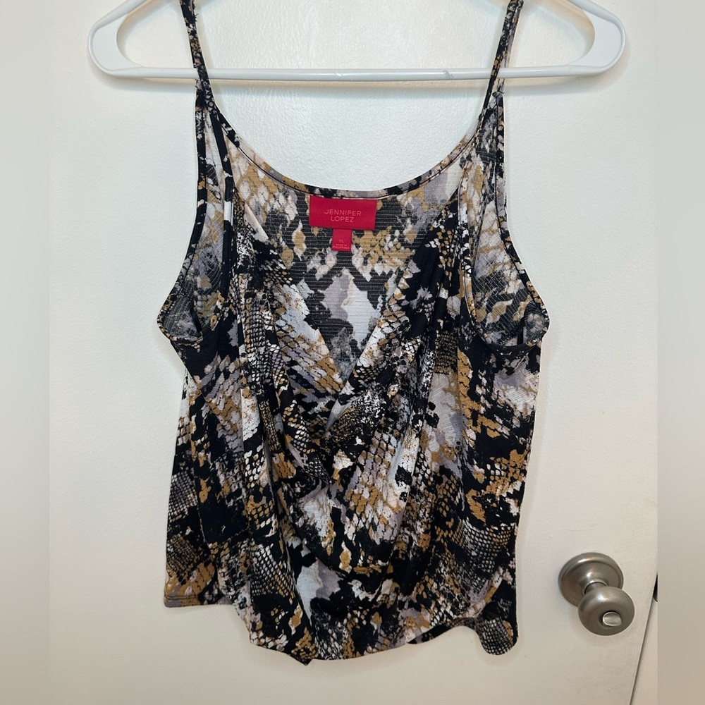 XL jLo from Kohls tank in golden faux snakeskin print